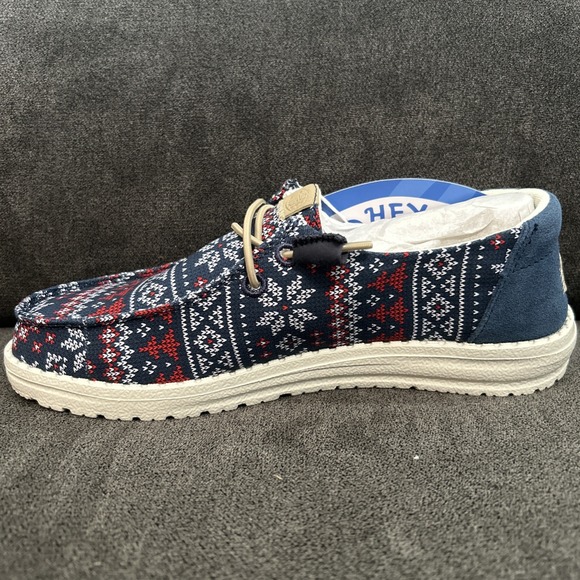 Hey Dude Wendy Winter Sweater Womens 7 Navy Blue Ugly Slip On Shoes 43536-4HQ - Picture 2 of 10